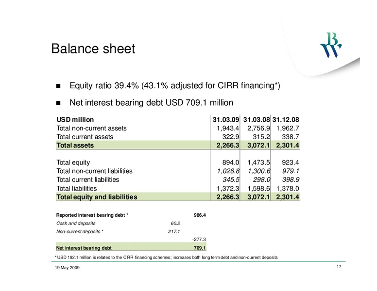 Q1 2009 EARNINGS CALL – Bw Offshore – slide 16
