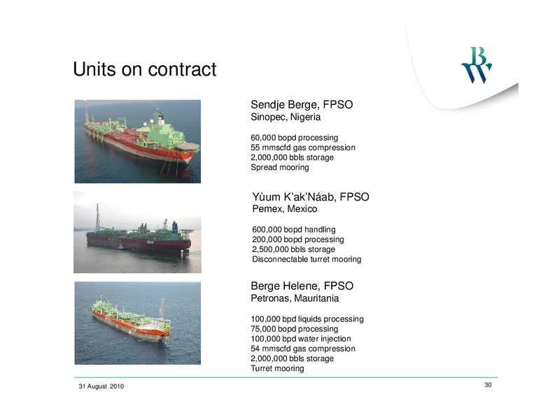 Q2 2010 EARNINGS CALL – Bw Offshore – slide 29