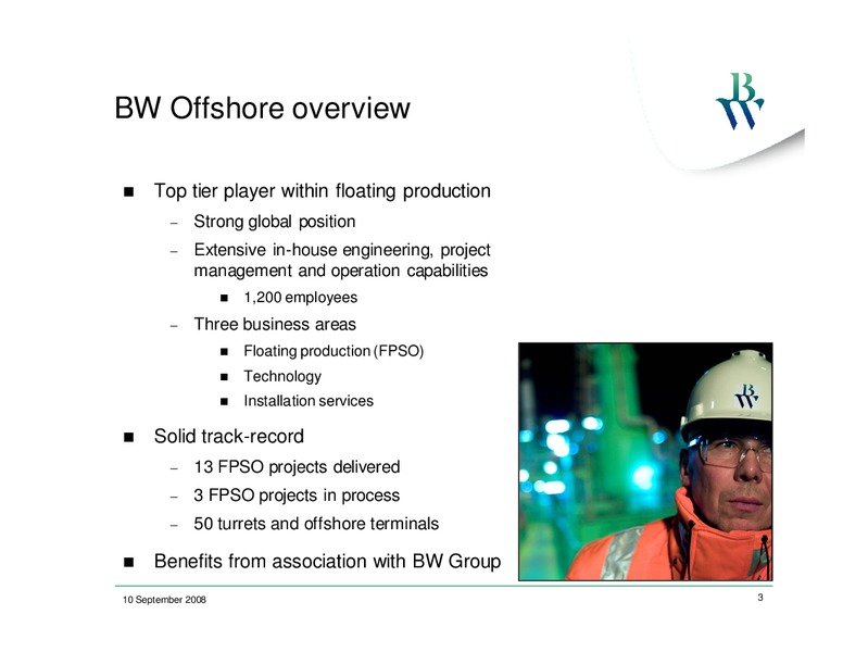 SEPTEMBER 2008 INVESTOR PRESENTATION – Bw Offshore – slide 2