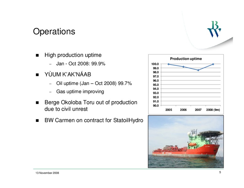 Q3 2008 EARNINGS CALL – Bw Offshore – slide 4