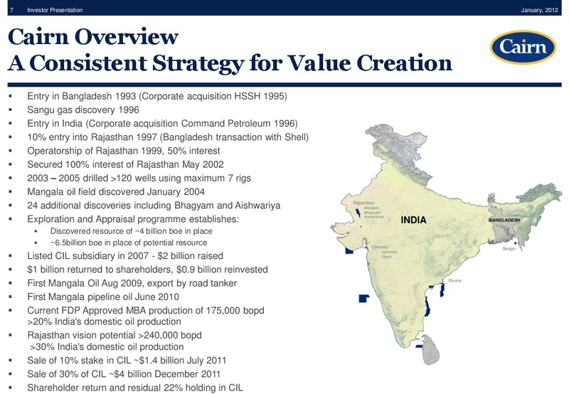 INVESTOR PRESENTATION – Cairn Energy Plc – slide 6