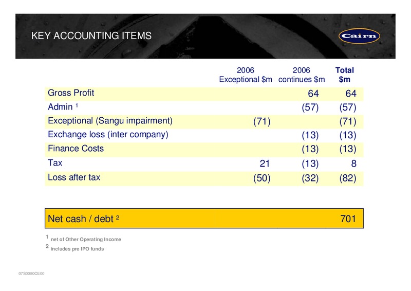 PRELIMINARY RESULTS PRESENTATION – Cairn Energy Plc – slide 27