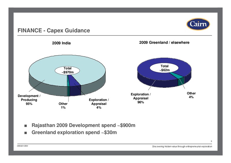 MARCH 2009 PRELIMINARY RESULTS – Cairn Energy Plc – slide 8