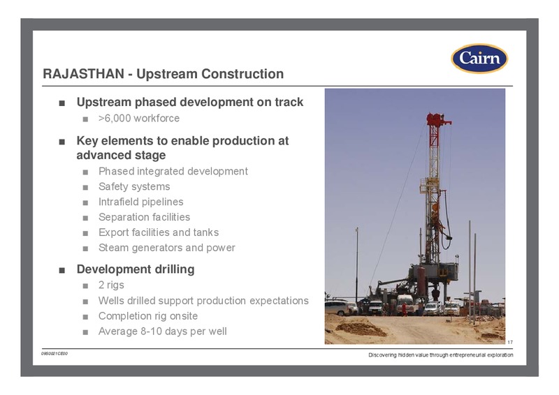 MARCH 2009 PRELIMINARY RESULTS – Cairn Energy Plc – slide 16