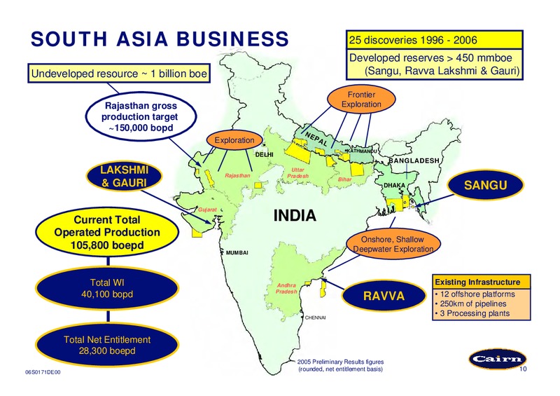 APRIL 2006 CORPORATE PRESENTATION – Cairn Energy Plc – slide 10