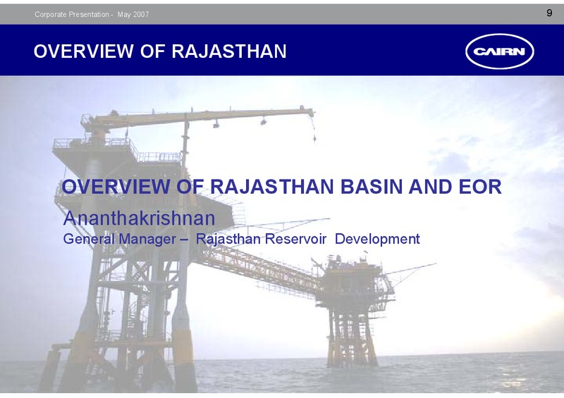 CORPORATE PRESENTATION – Cairn Energy Plc – slide 8