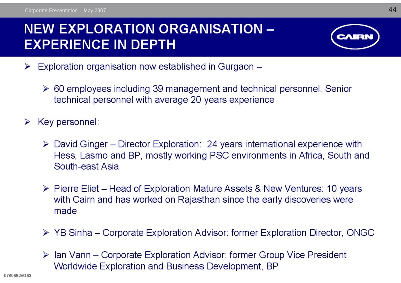 CORPORATE PRESENTATION – Cairn Energy Plc – slide 43