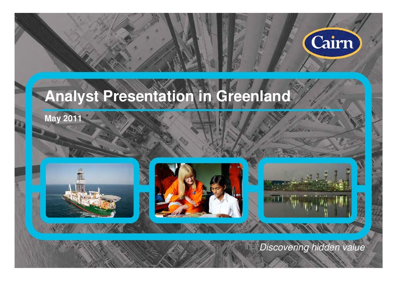 ANALYST PRESENTATION IN GREENLAND – Cairn Energy Plc – slide 1