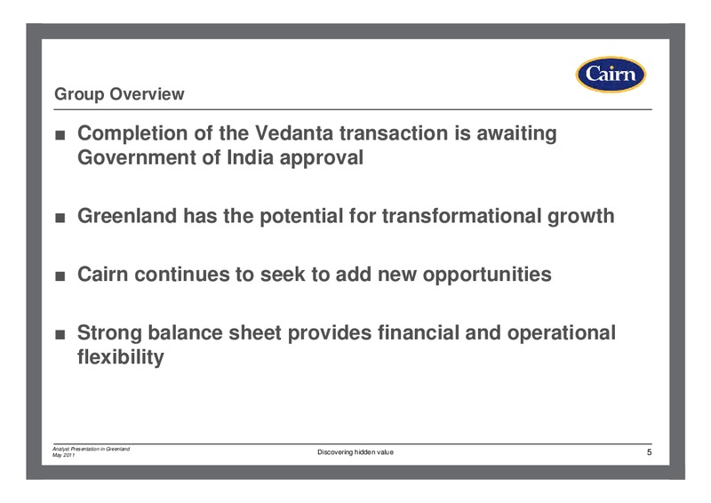 ANALYST PRESENTATION IN GREENLAND – Cairn Energy Plc – slide 4