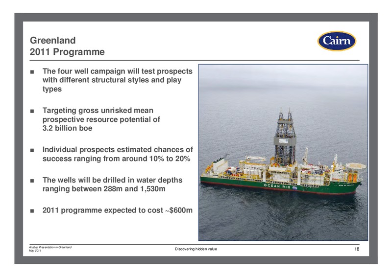 ANALYST PRESENTATION IN GREENLAND – Cairn Energy Plc – slide 17
