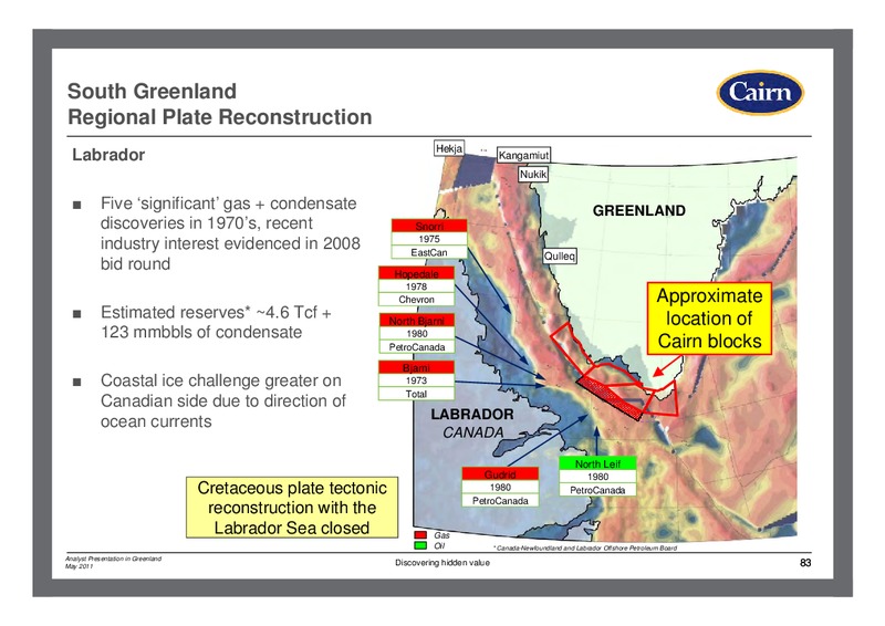 ANALYST PRESENTATION IN GREENLAND – Cairn Energy Plc – slide 82