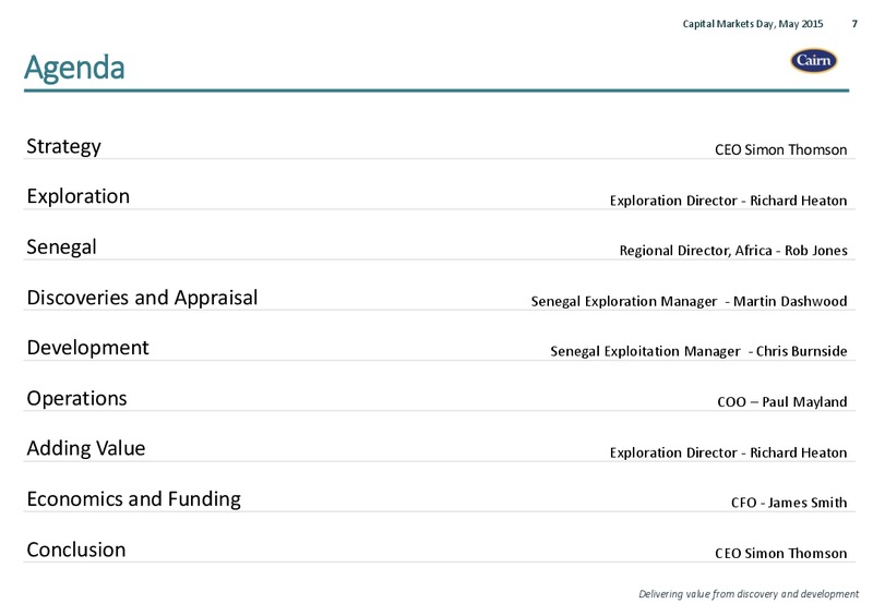 CAPITAL MARKETS DAY SENEGAL – Cairn Energy Plc – slide 6