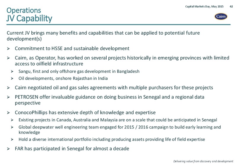 CAPITAL MARKETS DAY SENEGAL – Cairn Energy Plc – slide 41