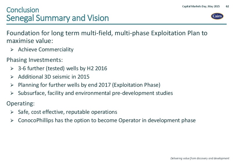 CAPITAL MARKETS DAY SENEGAL – Cairn Energy Plc – slide 61