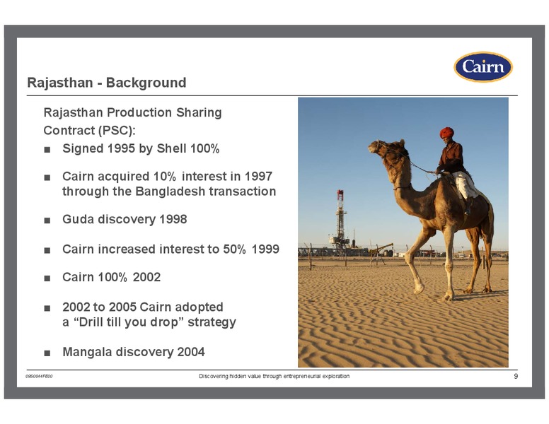 INVESTOR PRESENTATION – Cairn Energy Plc – slide 8
