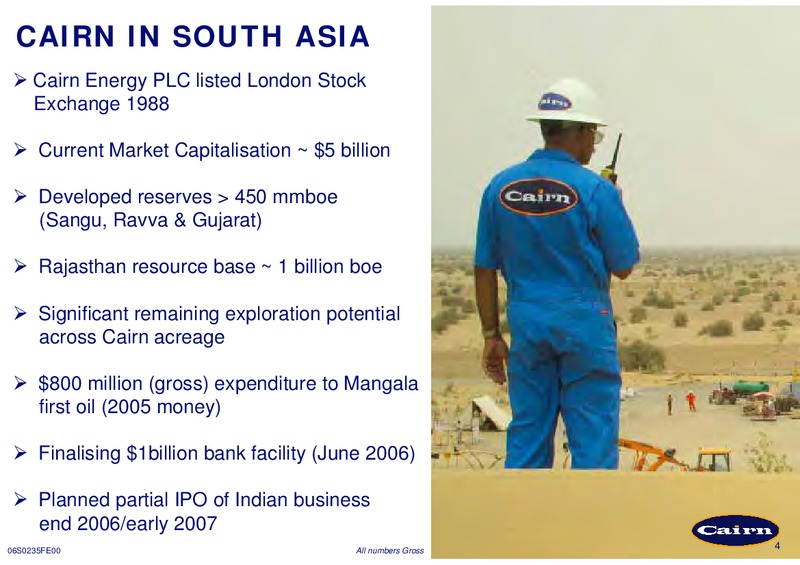 CREDIT SUISSE LONDON OIL & GAS CONFERENCE – Cairn Energy Plc – slide 4