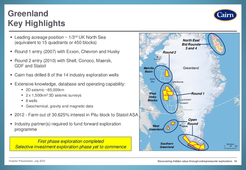 INVESTOR PRESENTATION – Cairn Energy Plc – slide 17