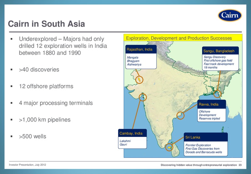 INVESTOR PRESENTATION – Cairn Energy Plc – slide 22