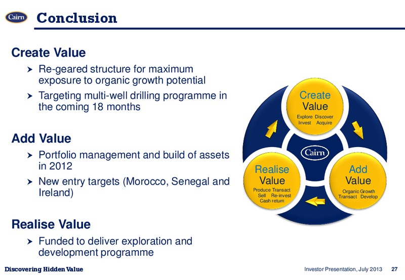 INVESTOR PRESENTATION – Cairn Energy Plc – slide 26