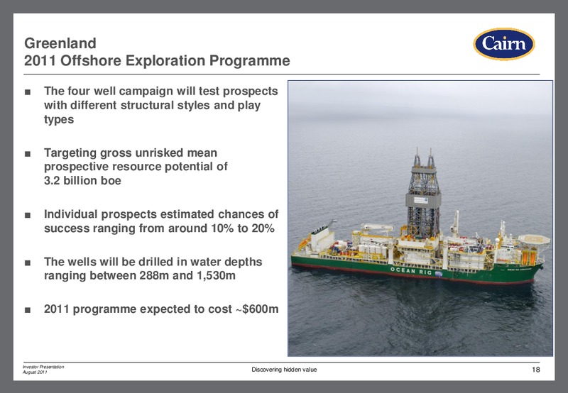 AUGUST 2011 INVESTOR PRESENTATION – Cairn Energy Plc – slide 17