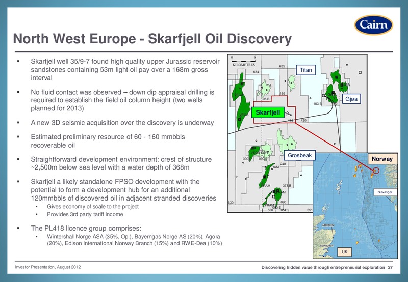 INVESTOR PRESENTATION – Cairn Energy Plc – slide 26