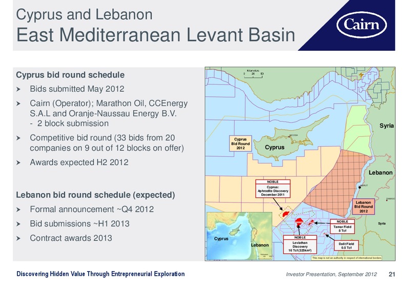 INVESTOR PRESENTATION – Cairn Energy Plc – slide 20