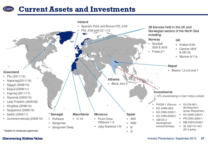 INVESTOR PRESENTATION – Cairn Energy Plc – slide 26