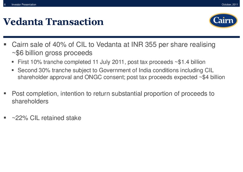 INVESTOR PRESENTATION – Cairn Energy Plc – slide 5