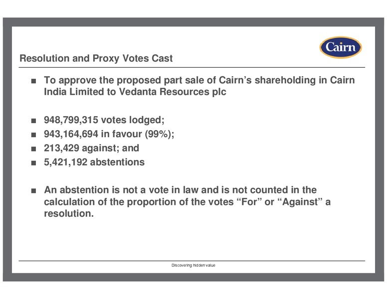 OCTOBER 2010 CORPORATE PRESENTATION – Cairn Energy Plc – slide 2