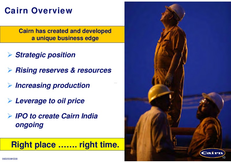MEETING OF SHAREHOLDERS – Cairn Energy Plc – slide 10