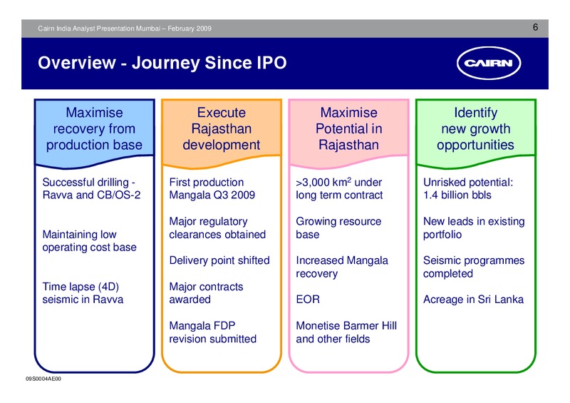 ANALYST PRESENTATION – Cairn India – slide 5