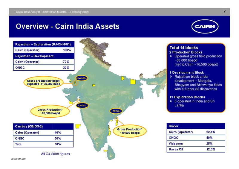ANALYST PRESENTATION – Cairn India – slide 6