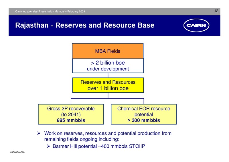 ANALYST PRESENTATION – Cairn India – slide 11