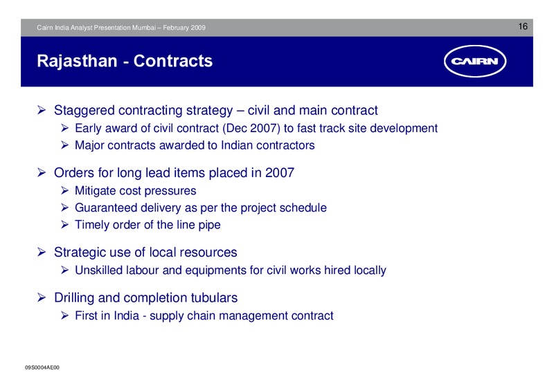 ANALYST PRESENTATION – Cairn India – slide 15