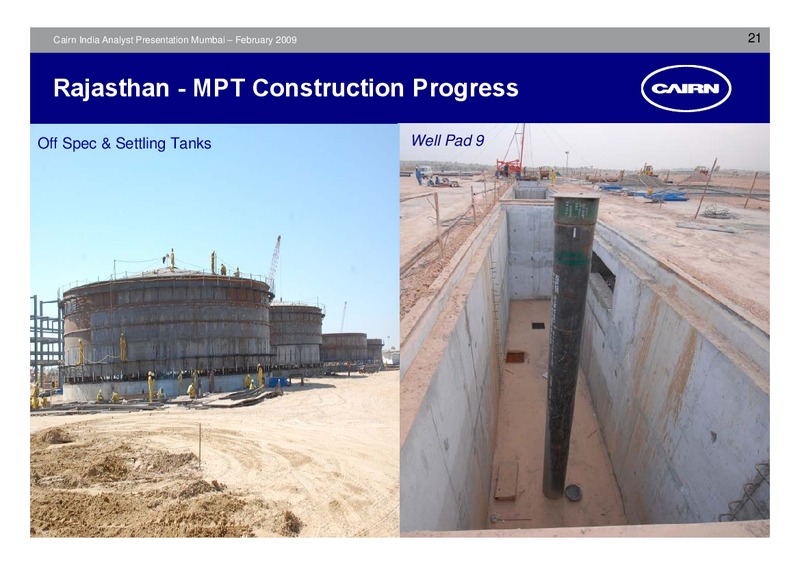 ANALYST PRESENTATION – Cairn India – slide 20