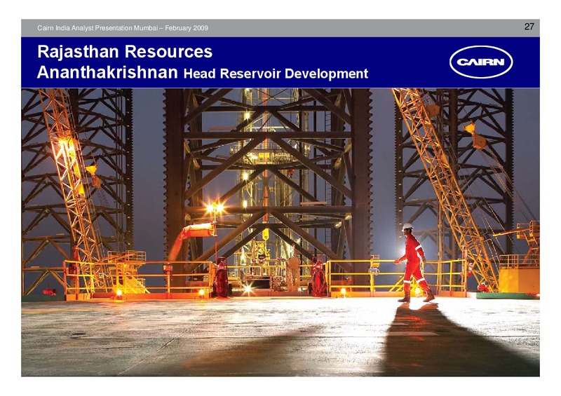 ANALYST PRESENTATION – Cairn India – slide 26