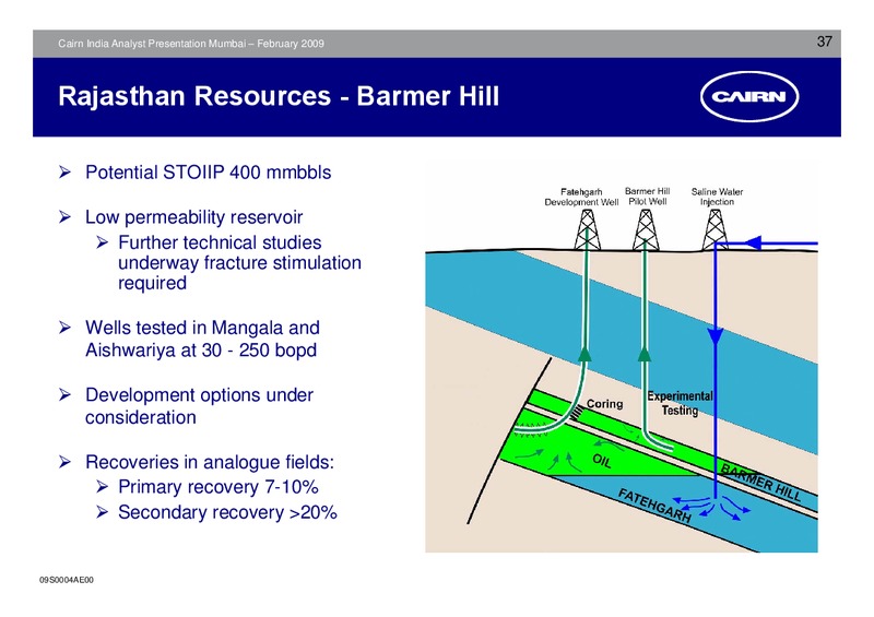 ANALYST PRESENTATION – Cairn India – slide 36
