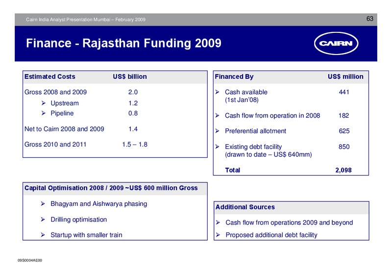 ANALYST PRESENTATION – Cairn India – slide 62