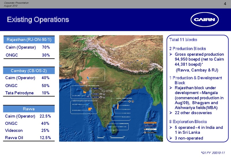 CORPORATE PRESENTATION – Cairn India – slide 3