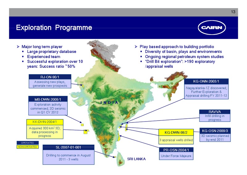 CORPORATE PRESENTATION – Cairn India – slide 12