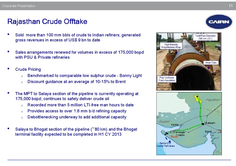 CORPORATE PRESENTATION – Cairn India – slide 10
