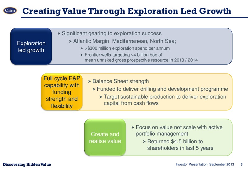 INVESTOR PRESENTATION – Cairn Energy Plc – slide 2