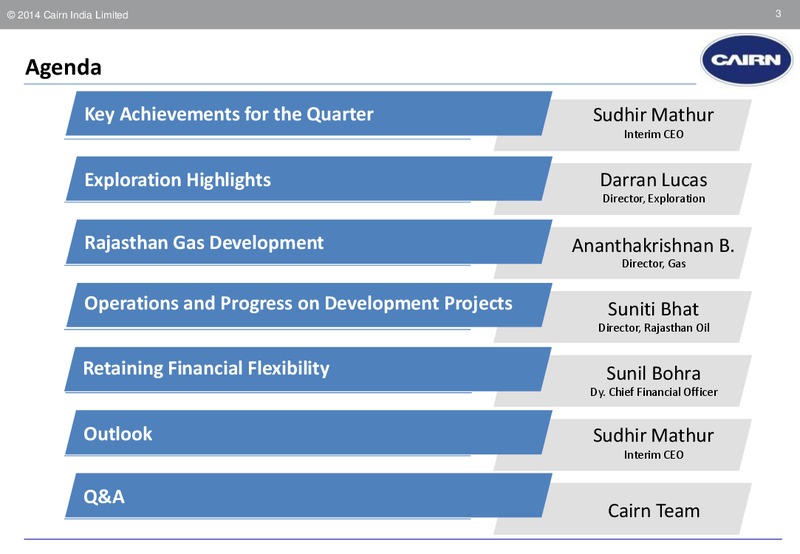 INVESTOR PRESENTATION – Cairn India – slide 2