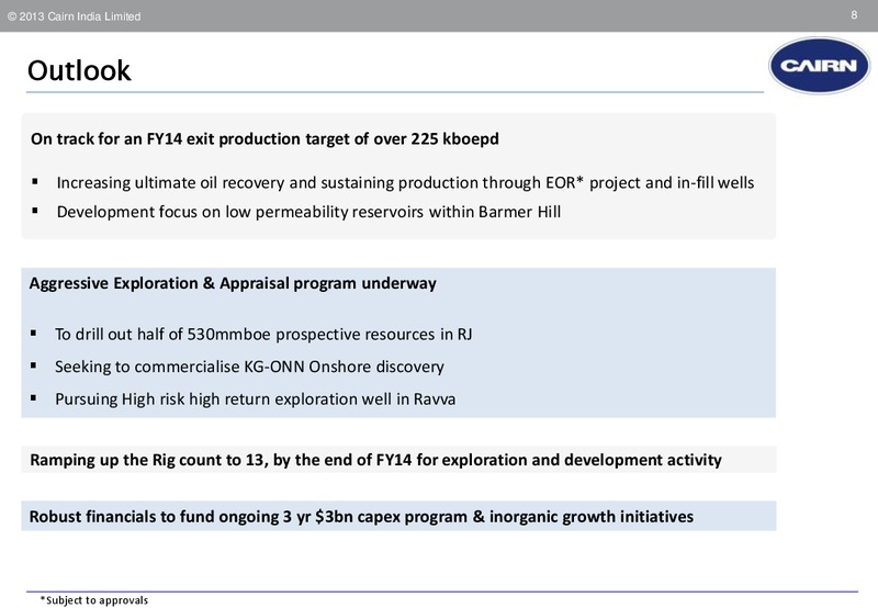 Q2 2014 – Cairn India – slide 7
