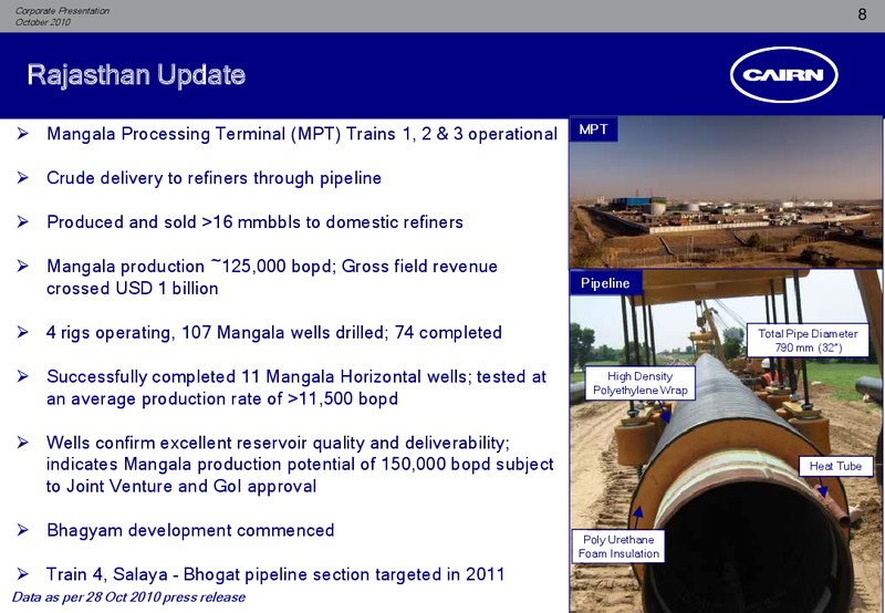 CORPORATE PRESENTATION – Cairn India – slide 7