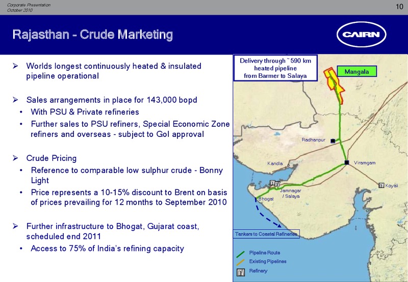 CORPORATE PRESENTATION – Cairn India – slide 9