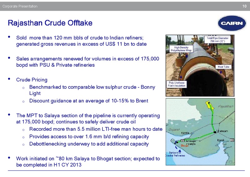Investor Presentation – Cairn India – slide 9