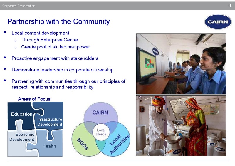 Investor Presentation – Cairn India – slide 14