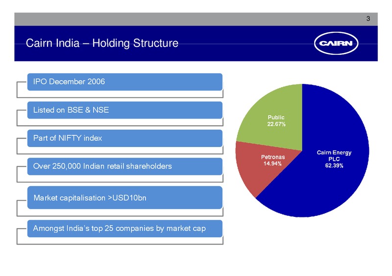 CORPORATE PRESENTATION – Cairn India – slide 2