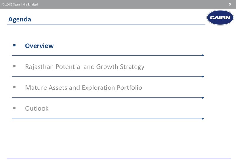 INVESTOR PRESENTATION – Cairn India – slide 2